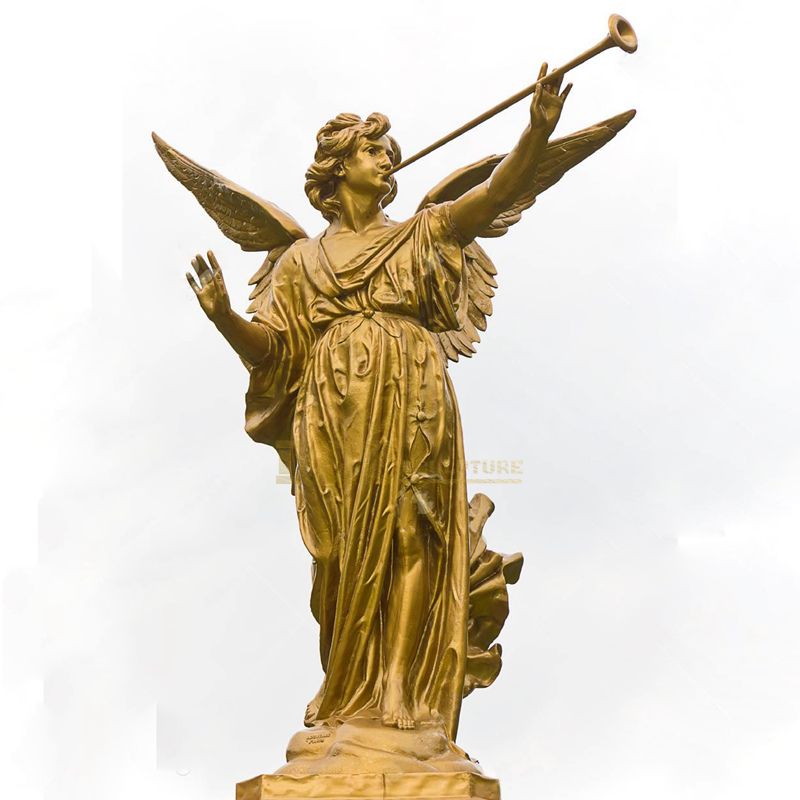 Outdoor Custom Life Size Metal Copper Bronze Flying Angel Winged Statue