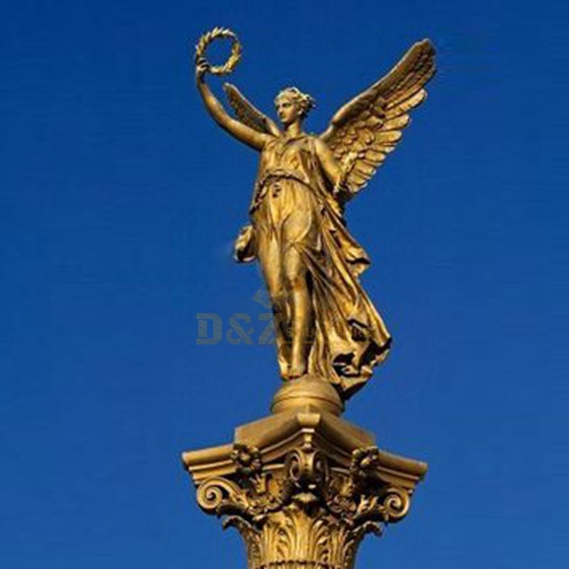 Giant Garden Bronze Winged Angel Statue With Holding Feather