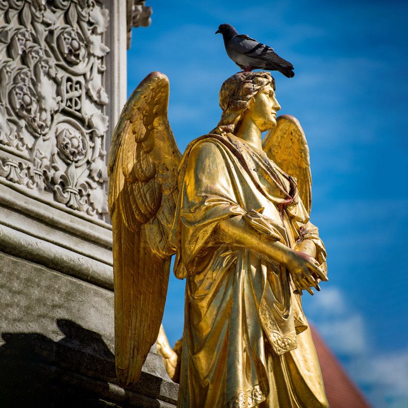 Personalized Classic Bronze Angel And Dove Sculpture