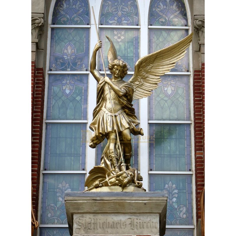 Life Size Casted Metal Bronze Male Angel Sculpture Statue With Sword
