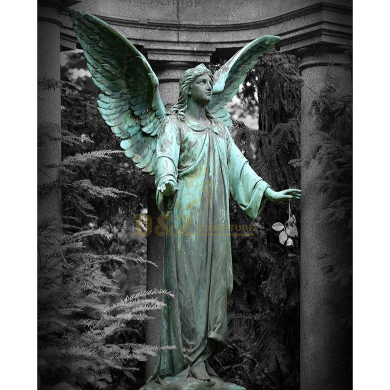 New Products Bronze Large Angel Statues With A Soldier