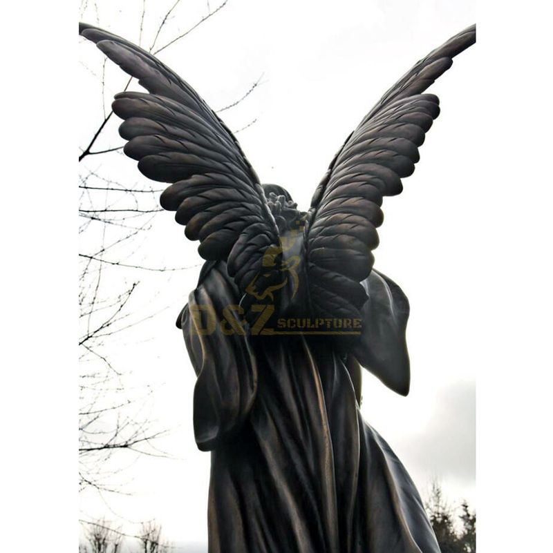 Bronze Weeping Angel Figurine Statue Sculpture