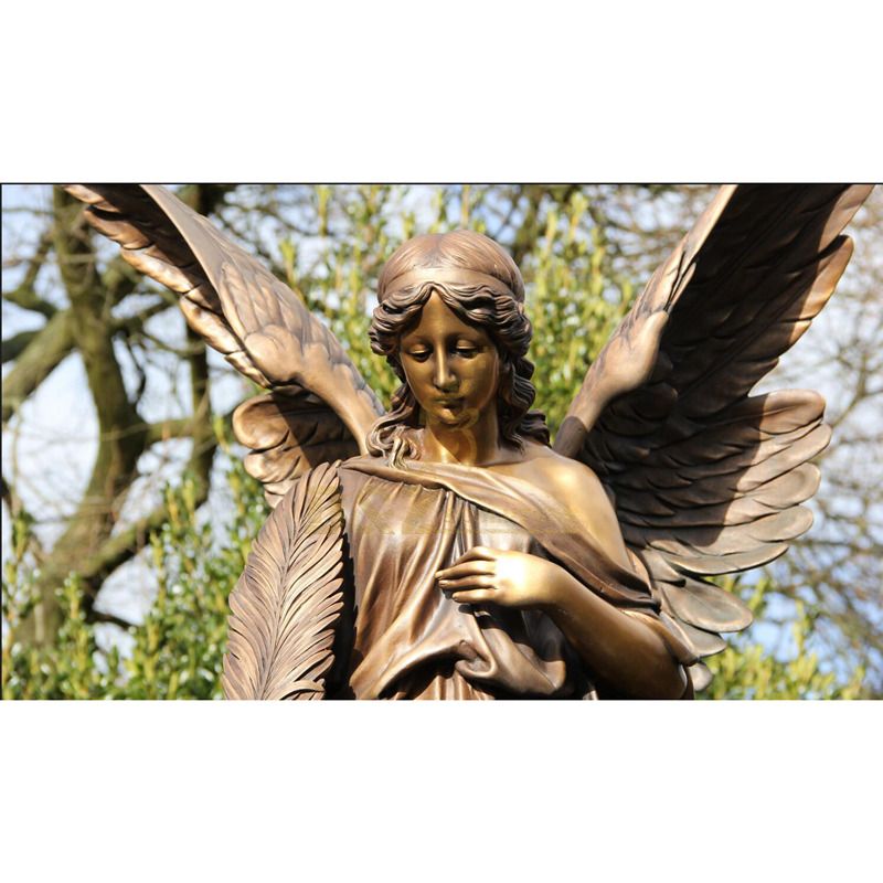 Life Size Garden Decorative Metal Art Casting Woman Winged Antique Bronze Angel Statue