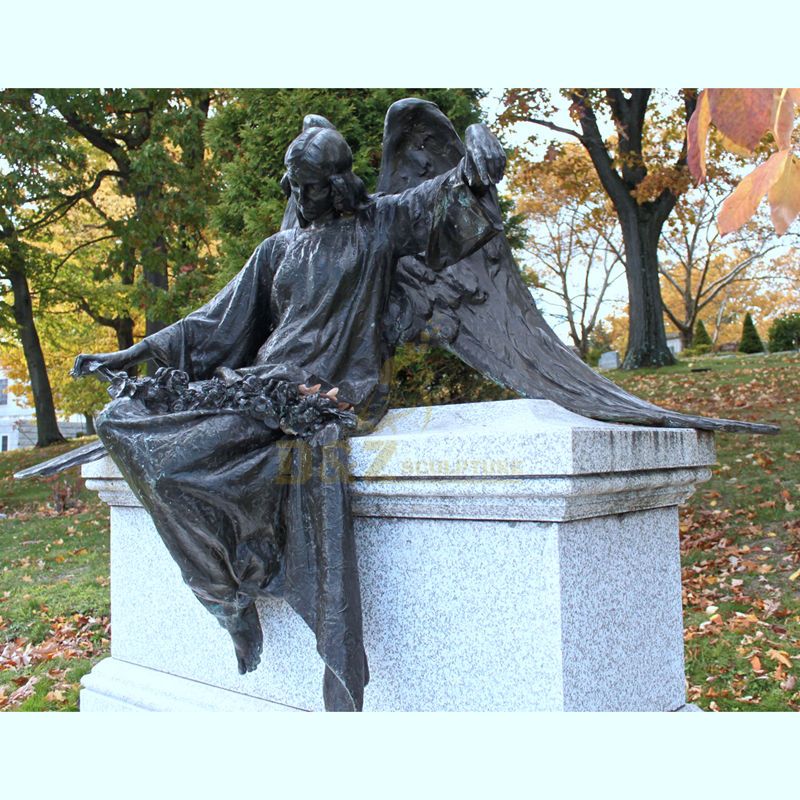 Outdoor Large Bronze Angel Statue On Base