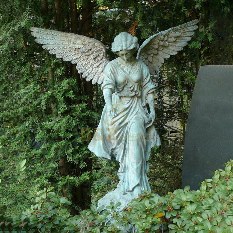 Outdoor Large Bronze Angel Statue On Base