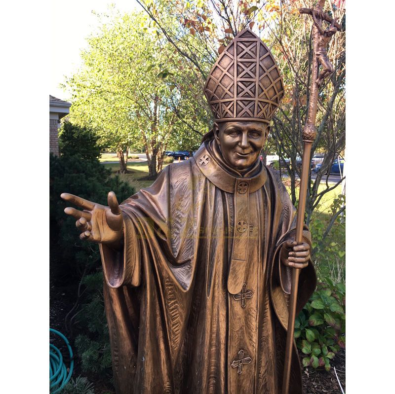 Bronze Craft Factory Outdoor Garden Decoration Metal Life Size Bronze Statue of Pope John Paul II