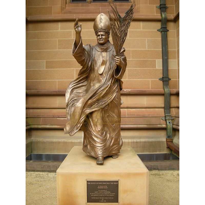 Life Size Bronze Pope John Paul II Statue Catholic Bronze Religious Design Outdoor For Sale