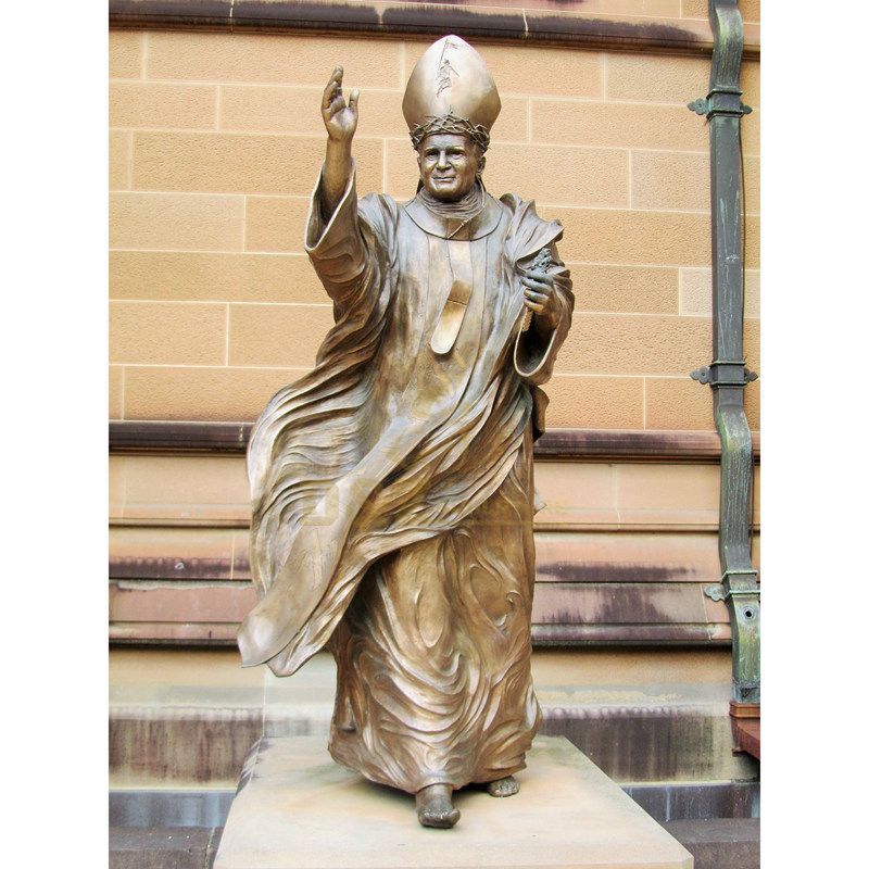 Life Size Famous Metal Bronze Pontiff Pope John Paul II Statue