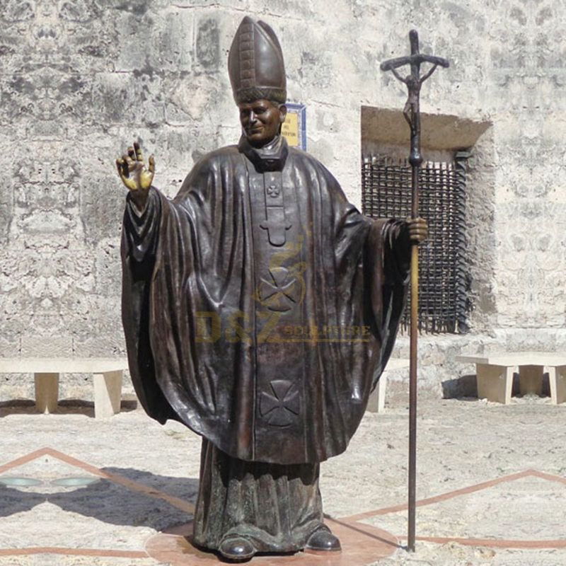 Bronze Catholic Religious Statue Of Pope John Paul II