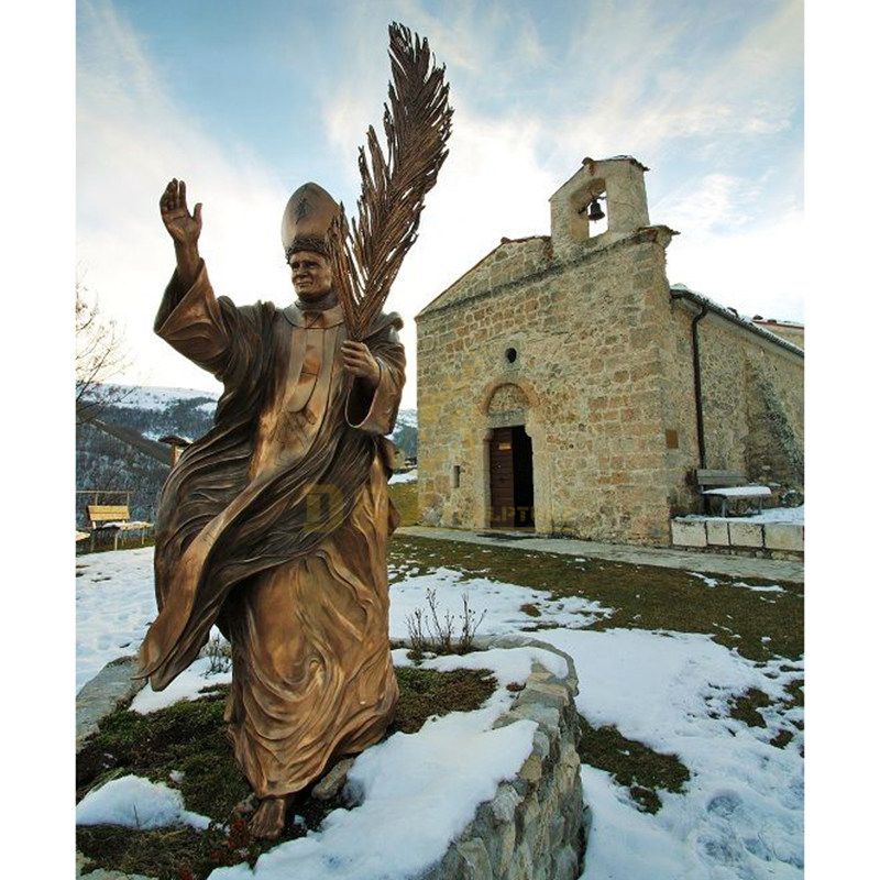 Religious Church Sculpture Cast Bronze Pope John Paul II Statue