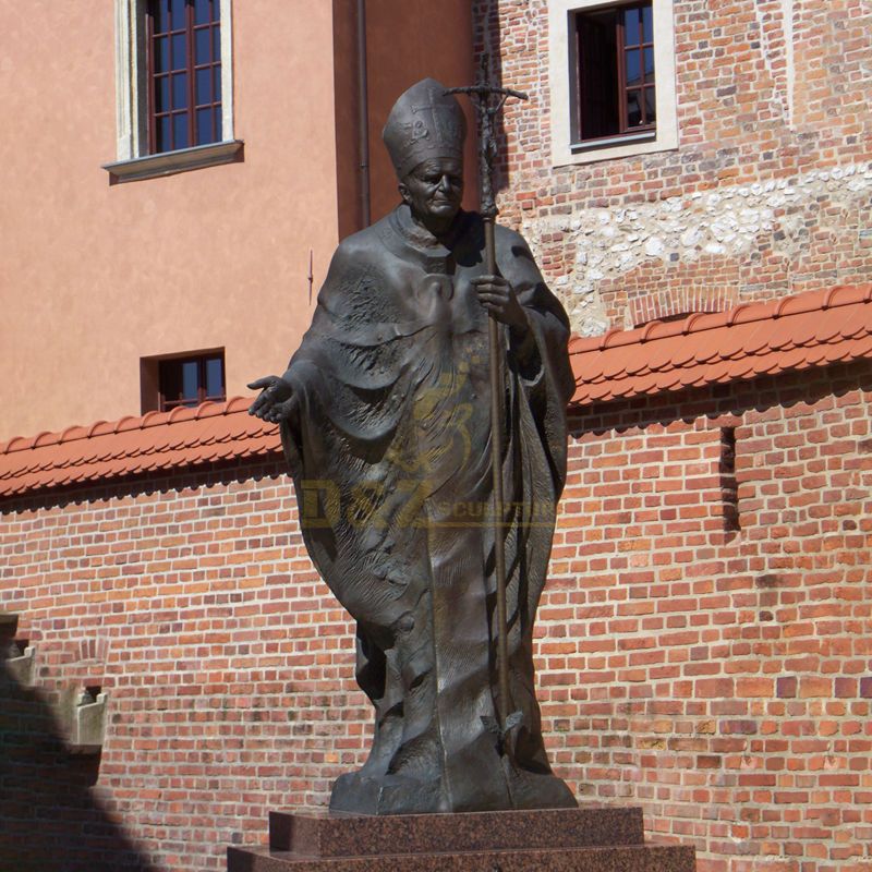 Religious Church Sculpture Cast Bronze Pope John Paul II Statue