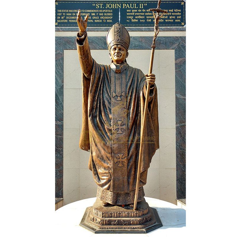 Europe Religious Life Size Famous Roman Catholicism Pope Casting Bronze John Paul II Statue