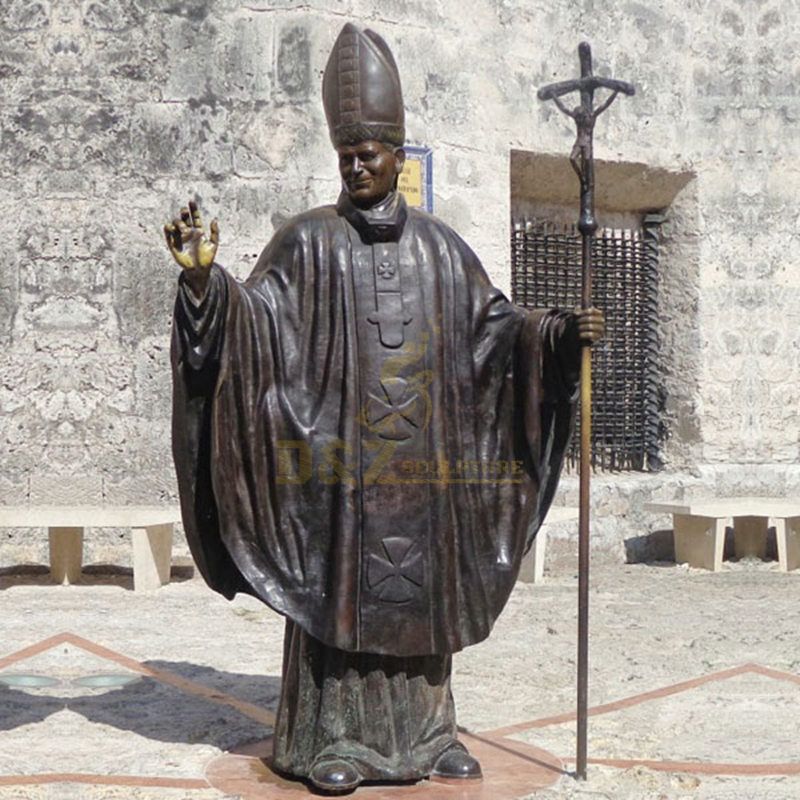 Religious Bronze Statues Of Blessed Pope John Paul II Sculpture