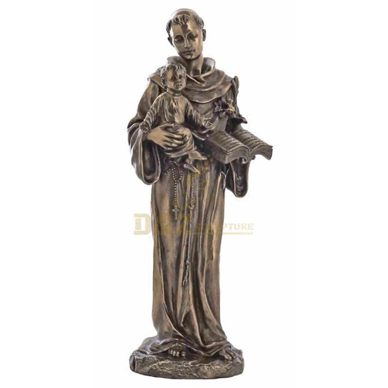 Catholic Religious Bronze Saint Anthony Sculpture Holding Baby Jesus Statue