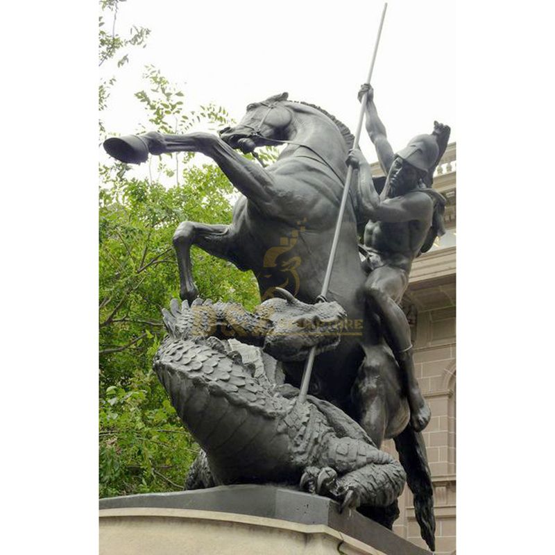 Custom Bronze Statue Of Saint George And The Dragon