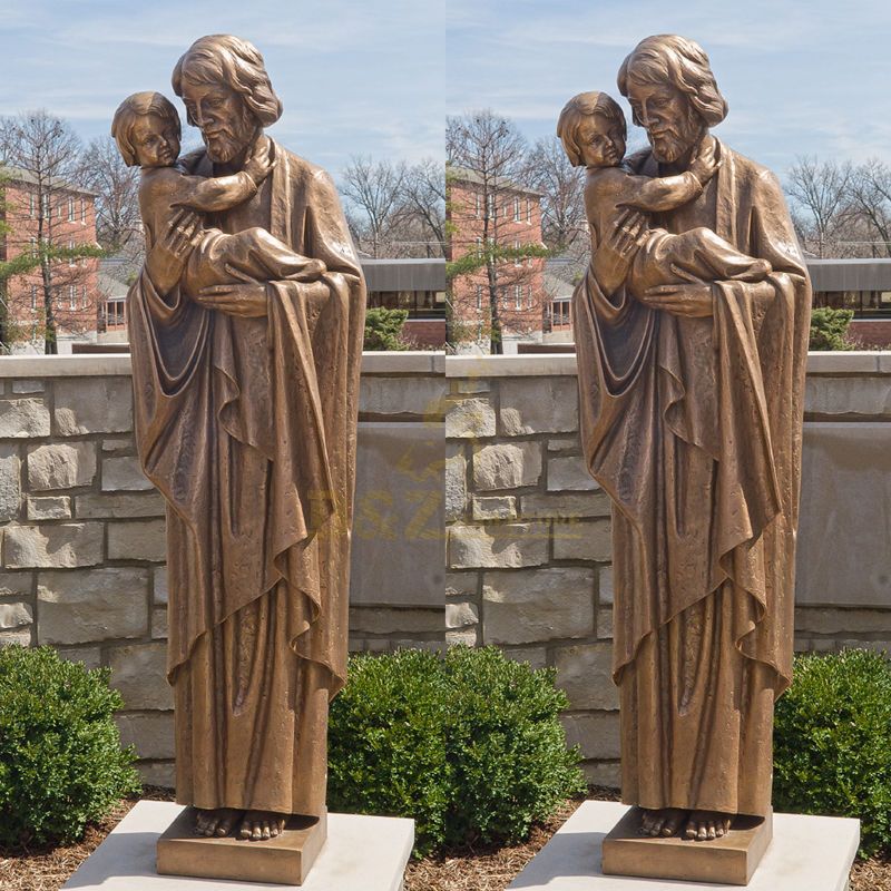 Church Garden Decor Bronze St.Joseph With Child Statue