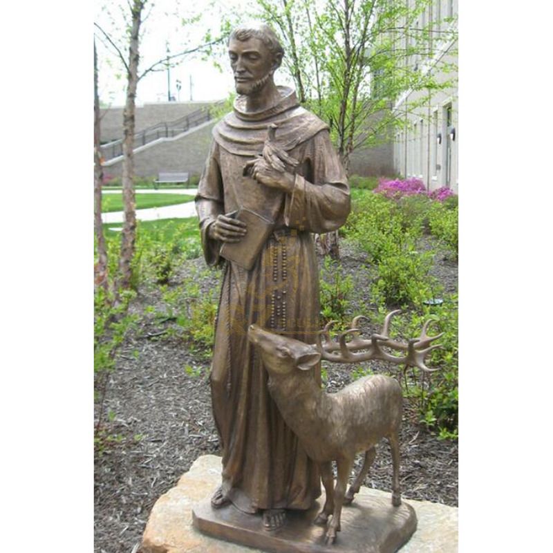 Bronze St. Francis Of Assisi Wholesale Reproduction Antiques Statue Reproduction Sculpture