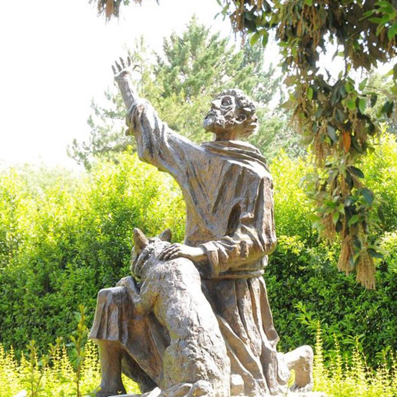 Hand Carved Bronze St. Francis Statue Saint Figurines Sculptures