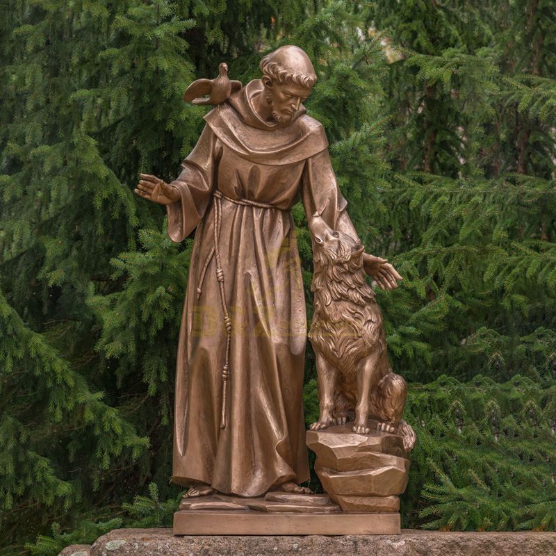 Bronze St. Francis Of Assisi Wholesale Reproduction Antiques Statue Reproduction Sculpture