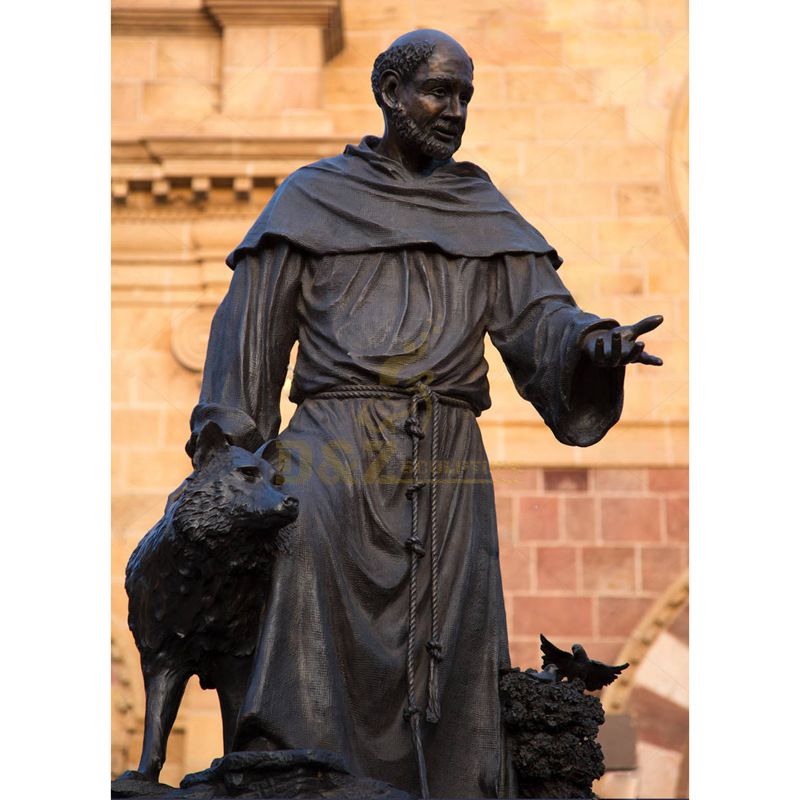 Bronze St. Francis Of Assisi Wholesale Reproduction Antiques Statue Reproduction Sculpture