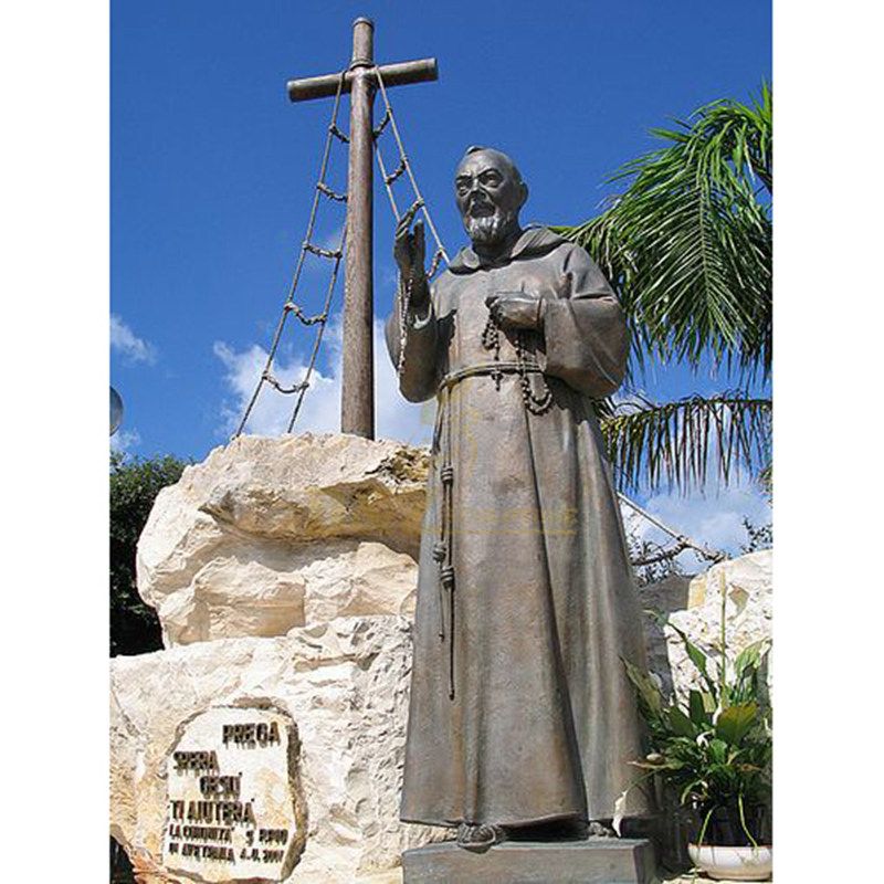 High Quality Garden Decor Bronze Life Size Padre Pio Statue