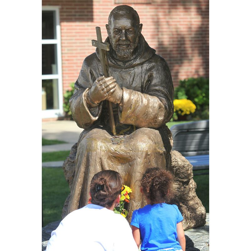 High Quality Garden Decor Bronze Life Size Padre Pio Statue