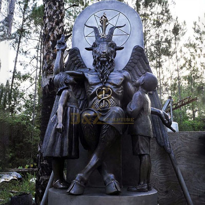 Satanic Temple Protests Ten Commandments Monument With Goat Headed Bronze Statue
