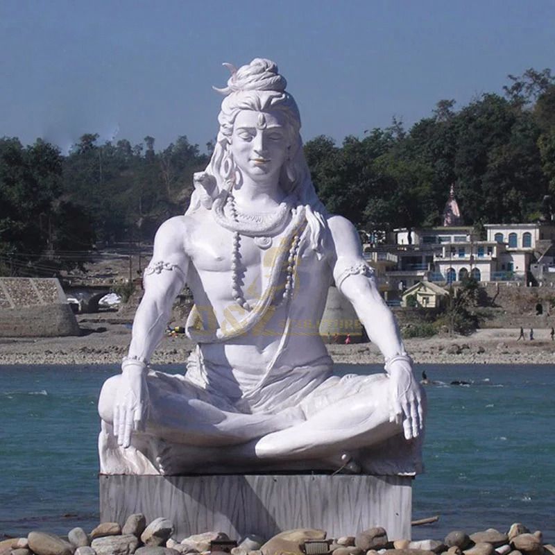 Life Size White Marble Stone Lord Shiva Statue
