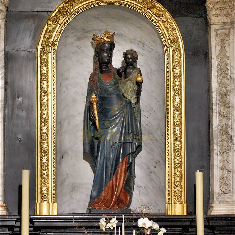 Black Madonna Child Statue Church Sculpture