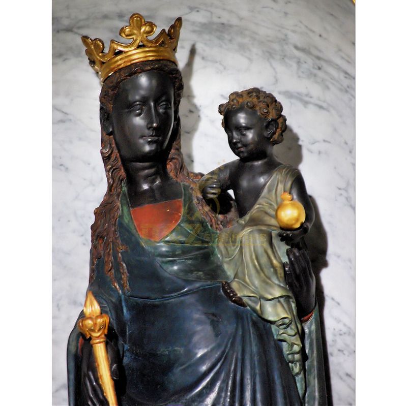 Black Madonna Child Statue Church Sculpture