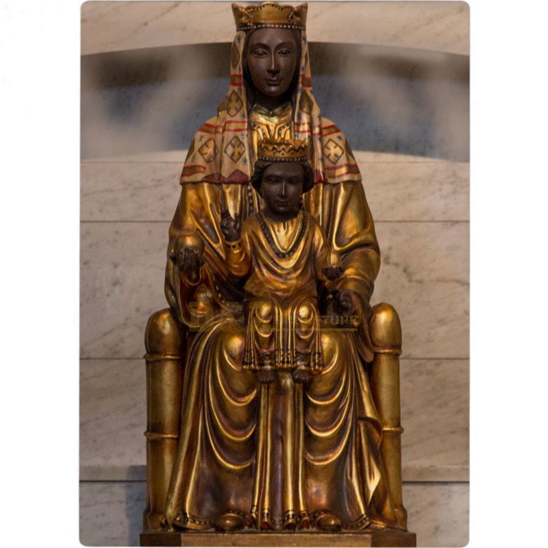 Black Madonna Child Statue Virgin Mary Sitting Sculpture