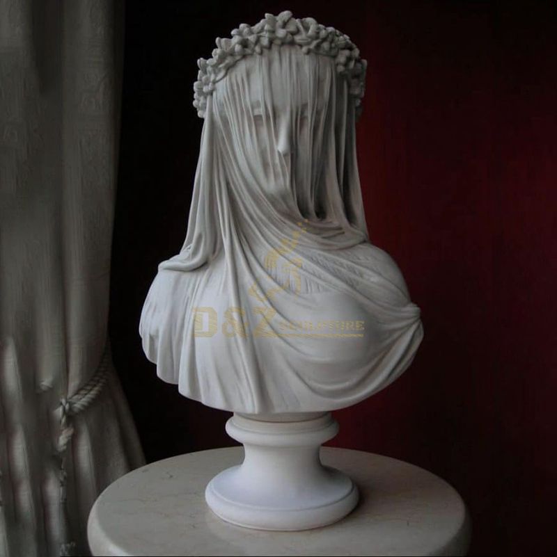 High Quality Interior Decoration Marble Masked Virgin Bust Sculpture