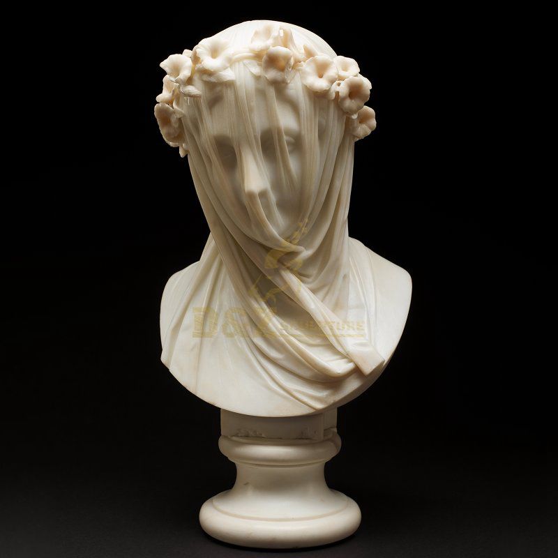 High Quality Interior Decoration Marble Masked Virgin Bust Sculpture