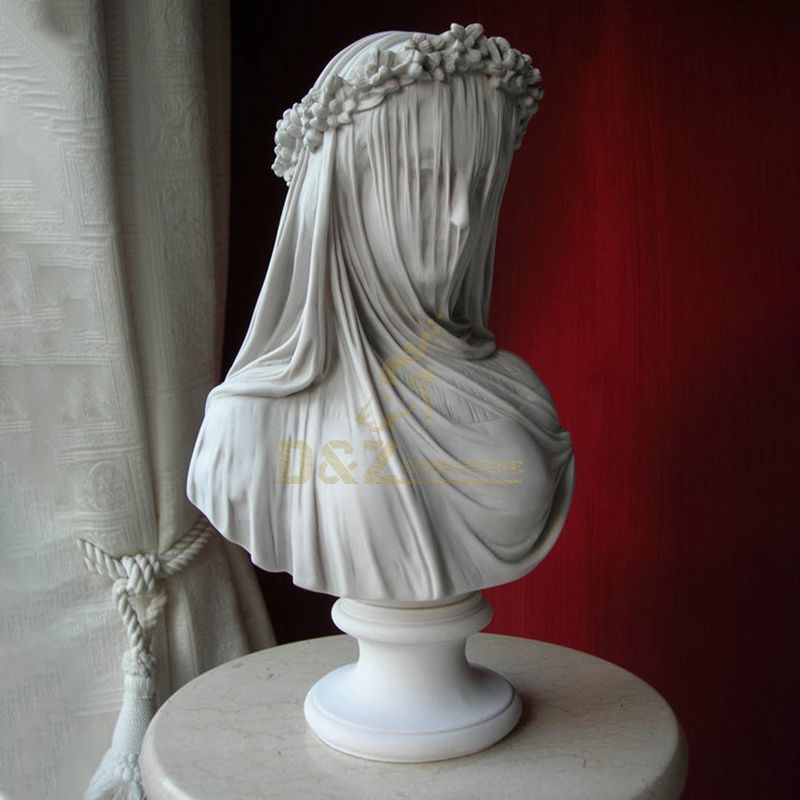 High Quality Interior Decoration Marble Masked Virgin Bust Sculpture