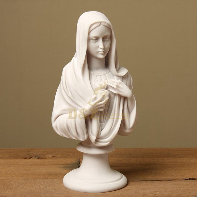 Hand Carved Decorative Virgin Mary Marble Bust Statue