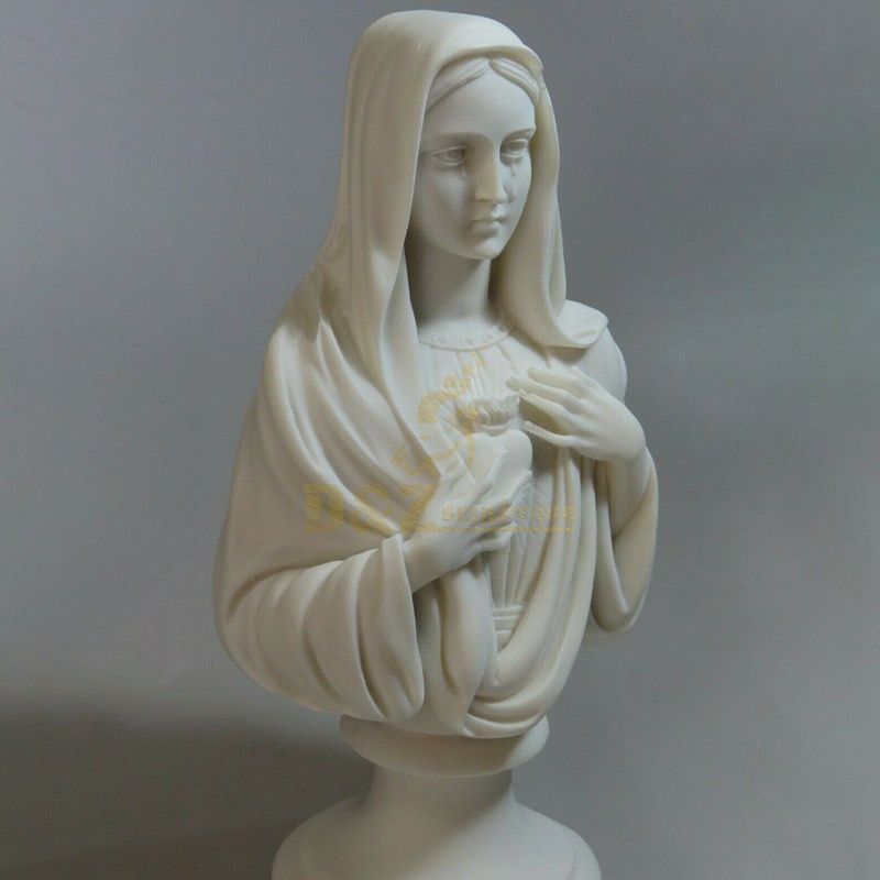Hand Carved Decorative Virgin Mary Marble Bust Statue