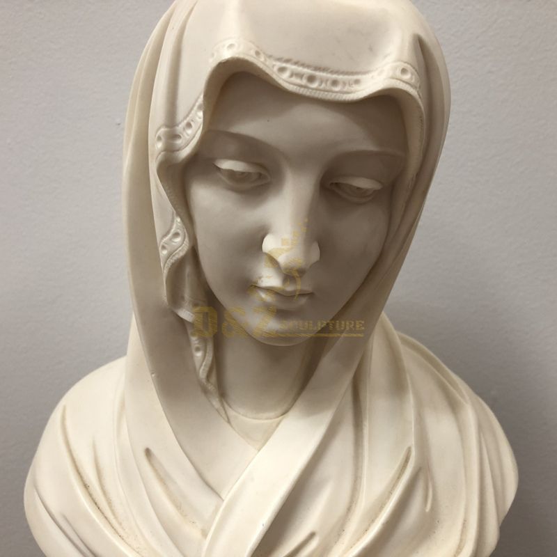 Hand Carved Antique Stone Virgin Mary Bust