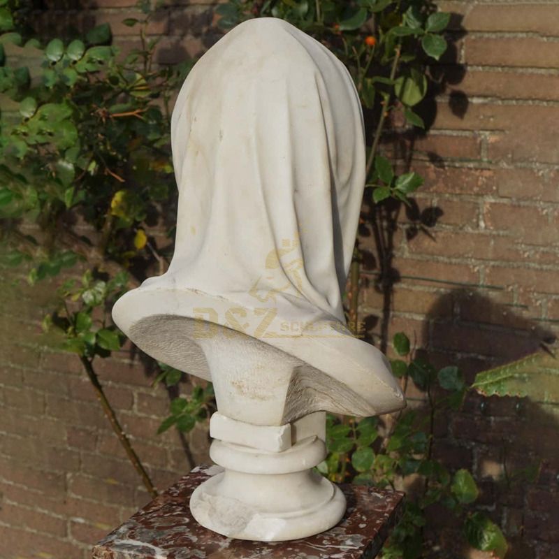 White Marble Lady Bust Statue Virgin Mary Bust Sculpture