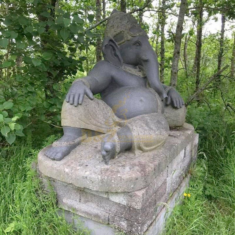 Indian Hindu God Ganesha Relax On Bed Stone Work