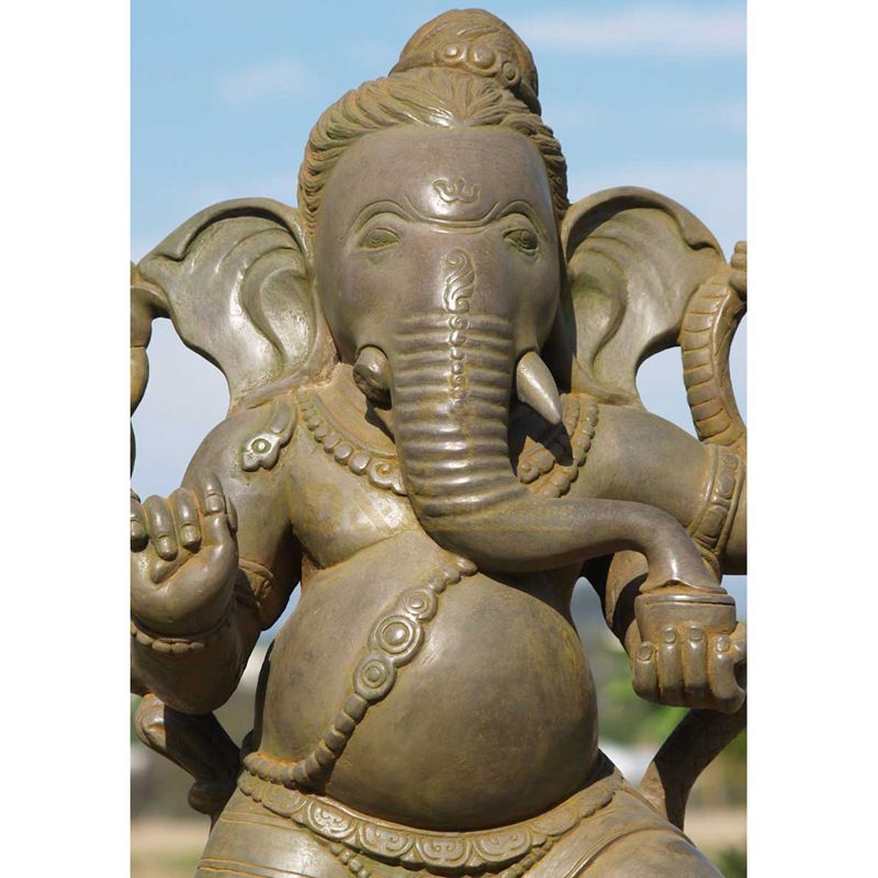 Bronze Indian Religion Gold Ganesh Hindu Elephant Statue