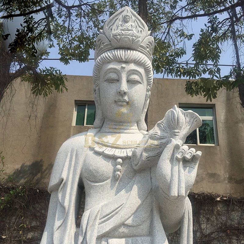 Religious Standing Bodhisattva Buddha White Marble Statue