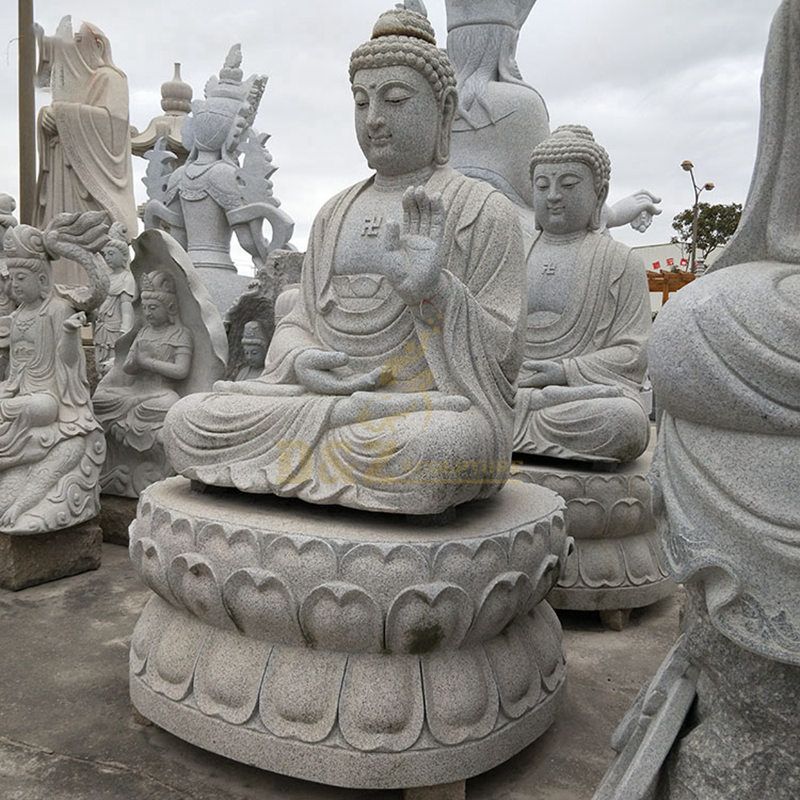 White Marble Buddha Sitting On Lotus Statue