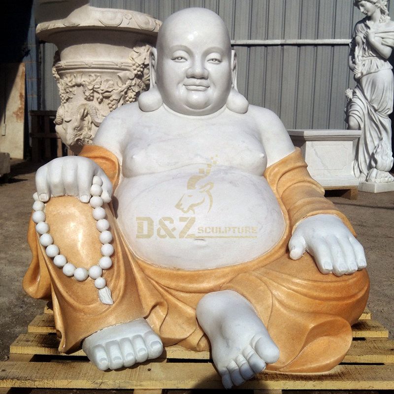 White Marble Handmade Laughing Happy Buddha Statue