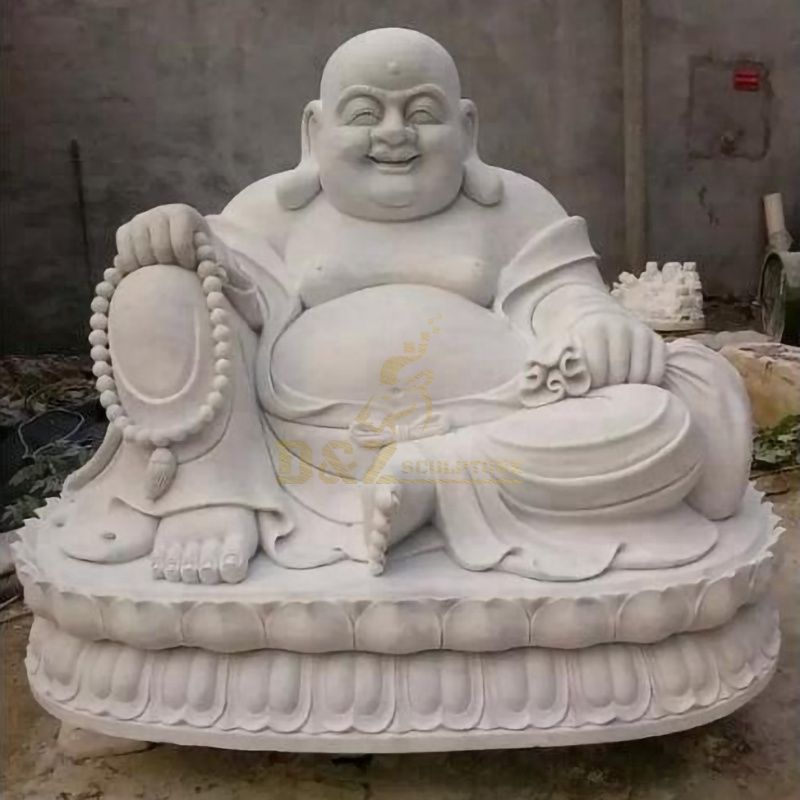 White Marble Handmade Laughing Happy Buddha Statue