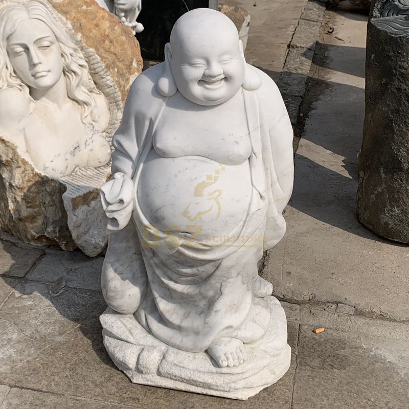 White Marble Handmade Laughing Happy Buddha Statue