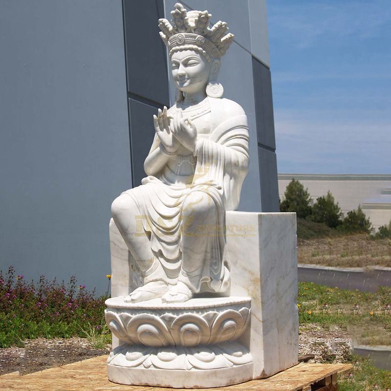 Popular Design Temple White Buddha Marble Stone Statue