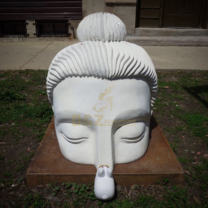 Custom Garden Decorative White Buddha Head Sculpture