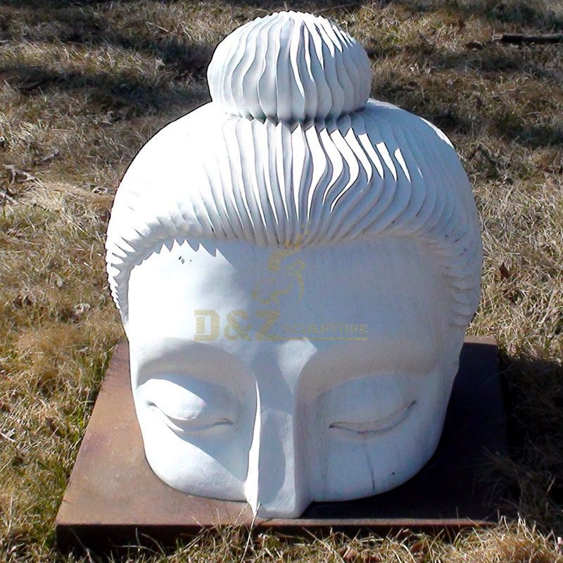 Custom Garden Decorative White Buddha Head Sculpture