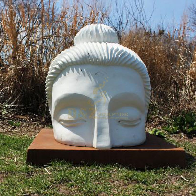 Custom Garden Decorative White Buddha Head Sculpture