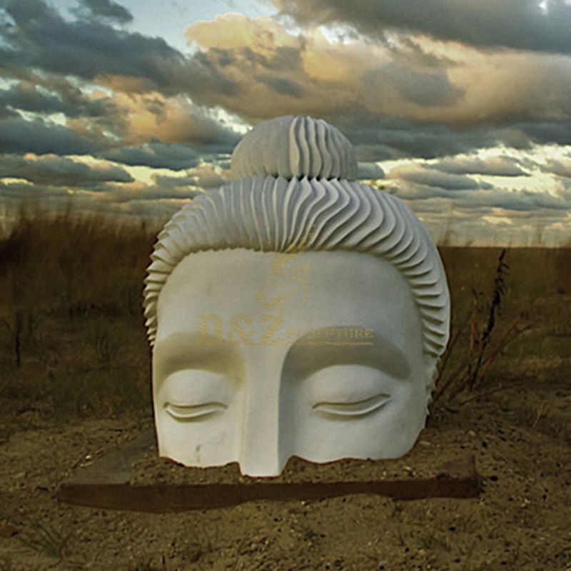 Custom Garden Decorative White Buddha Head Sculpture